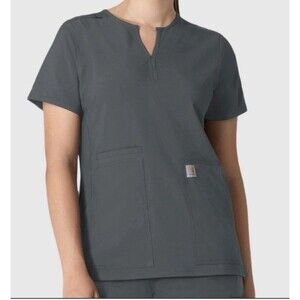 NWT Carhartt Women’s Notch Neck Tunic Scrub Top Pewter Gray Sz Medium $27